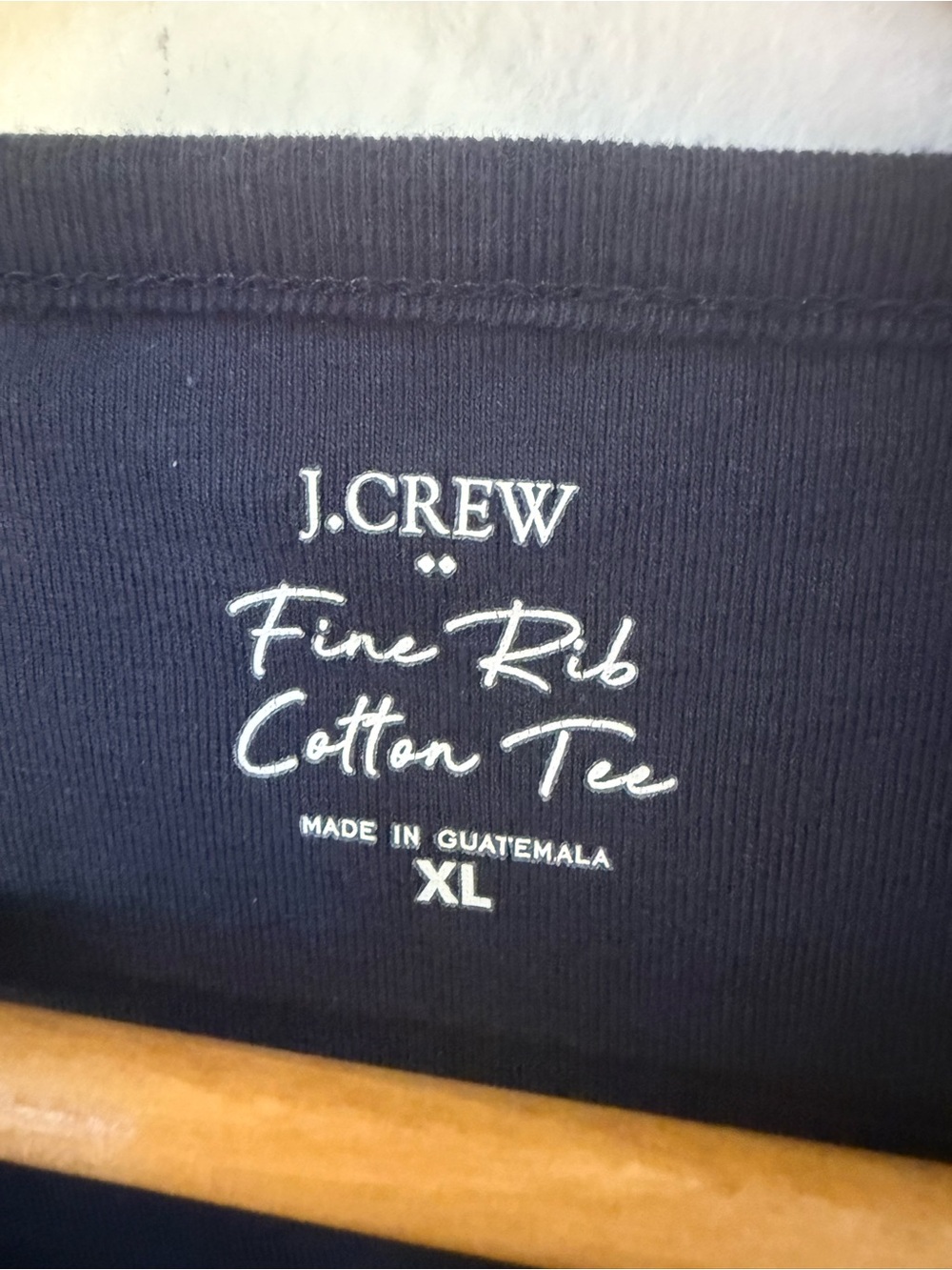 J Crew Fine Rib Cotton Tee Navy Blue Crew Neck Short Sleeve Top XL - Picture 3 of 4